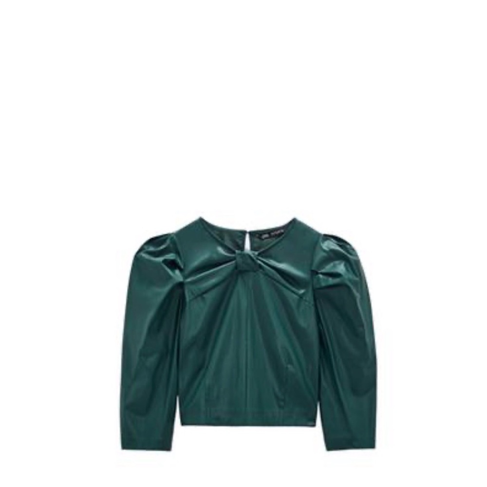 Zara Dark Green Blouse with Bow Detail